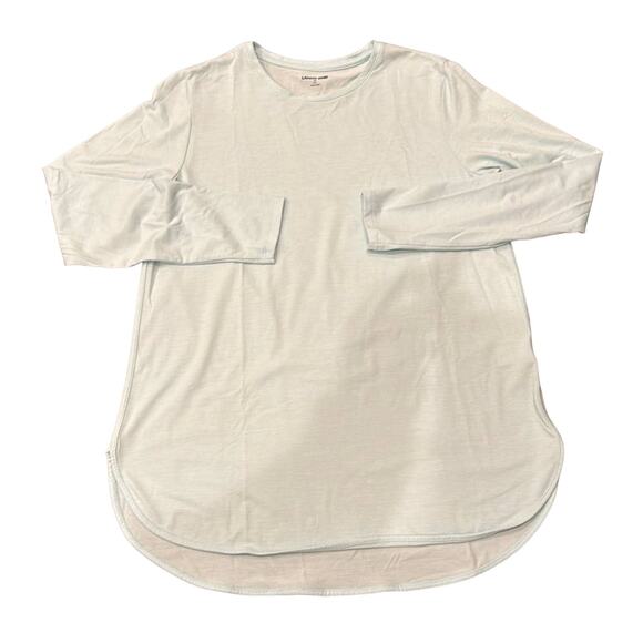 Lands' End Long Sleeve Curved Hem Tunic Top Light Blue White Size M - Picture 1 of 8